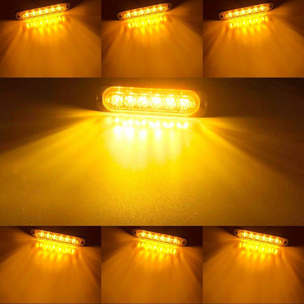 4 Nødlys for kjøretøy, Nødlys for lastebiler, Strobe-lys, 6 LED-overflatemontert vanntett