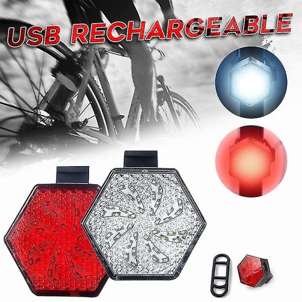 Usb-laddningsbar LED-cykellampa med varningsljus, nödsignal, vägskiva, säkerhetsljus, blinkande vägkantsfyr, verktyg, 02