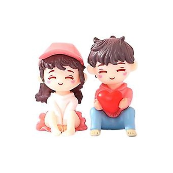 2 stk. Figurer Elsker Par DIY Mini Eventyrhave Ornament Dukke Par Gave Figurer Miniature
