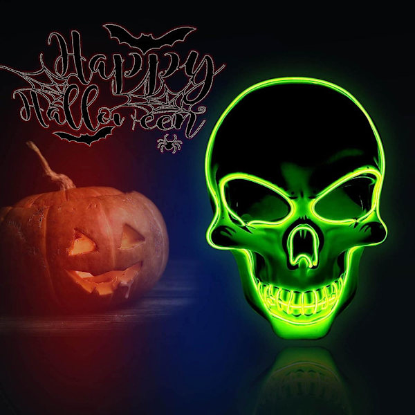 Halloween LED-maske, LED-skeletmaske lyser op med 3 blinktilstande til Halloween-festkostume Cosplay-dekoration til voksne mænd og kvinder
