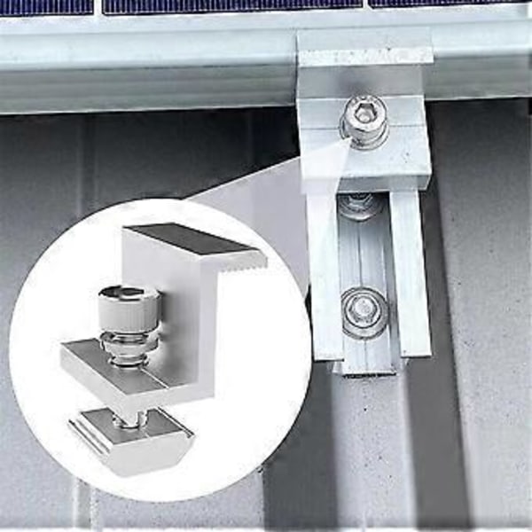 10 stk. Solcellepanelbrakett Aluminiumlegeringsklemme for solcellemodul Solcellepanel Monteringsutstyr PV-klemme B