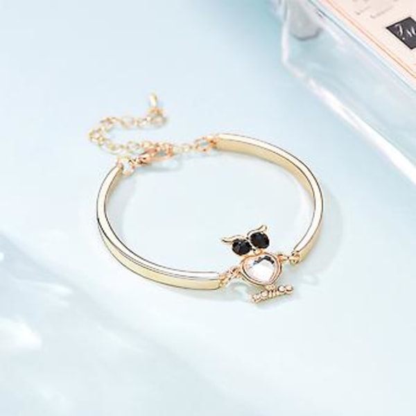 Distinkt Ugglemönster Rhinestone Legering Justerbart Kedjearmband för Kvinnor