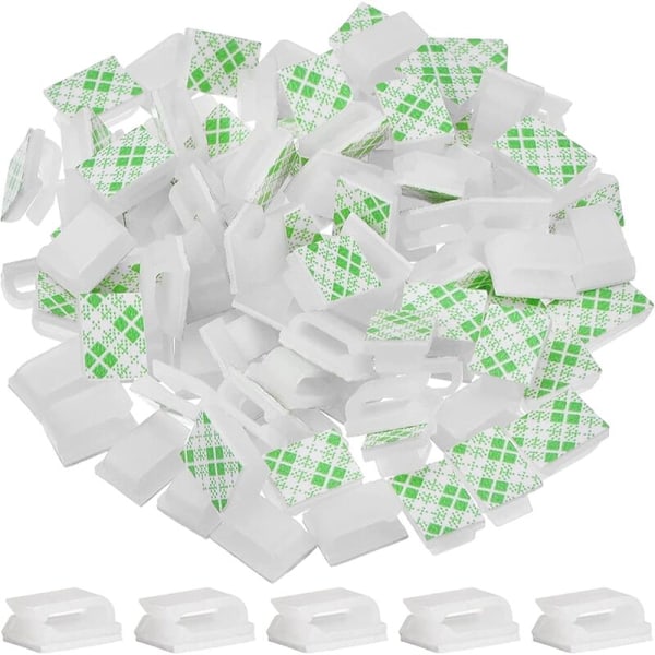 100 Pieces Adhesive Cable Clips Wire Clips Cable Management Cable Ties Wire Cord Holder, White