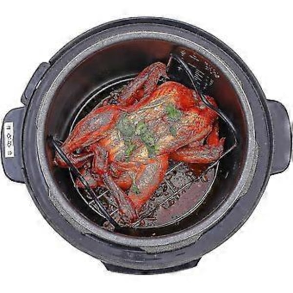 Höyrytysteline kolmijalka lämmönkestävällä silikonikahvalla, yhteensopiva Instant Pot 6 ja 8 Quart -lisävarusteiden kanssa, ja ruostumaton teräs Stea