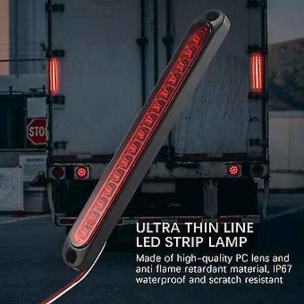 2 kpl 10 tuuman 15 LED perävaunun LED-jarruvalo- ja vilkkupalkki raskaan kaluston veneeseen