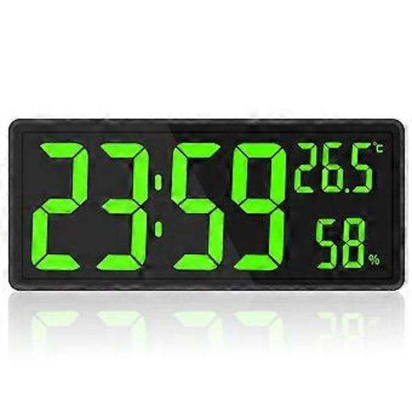 LED Digital Väggklocka, Sifferdisplay, Inomhustemperatur & Luftfuktighet, för Bondgård, Hem, Klassrum, Kontor