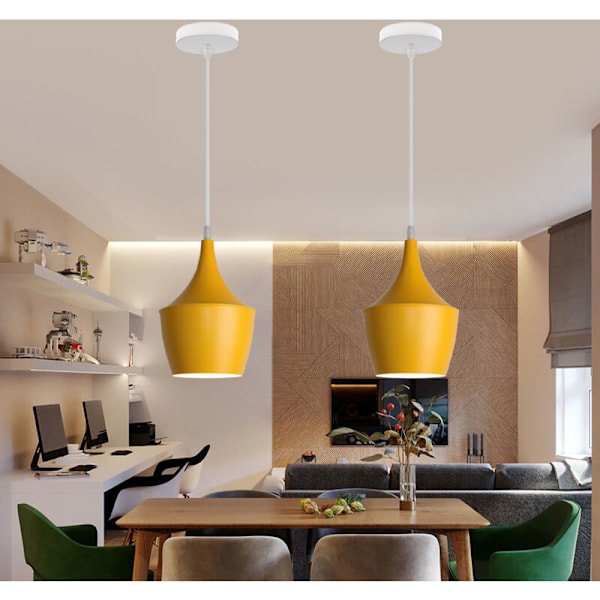 Moderne pendellampe innendørs hengende taklampe enkel nordisk lysekrone gul