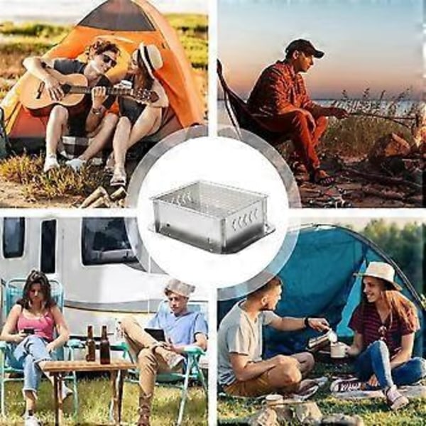 Liten Grill Portabel Fällbar Grill Utomhusgrill Avtagbar Del Mångsidigt Grillverktyg för Grillning Strand Utan Bricka