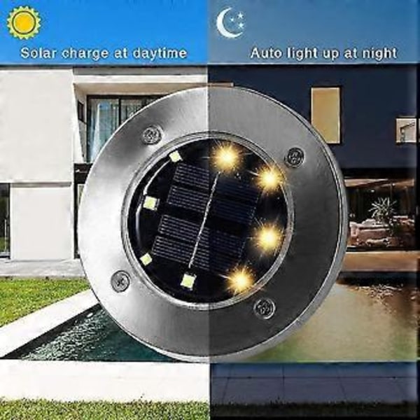 Solarhavelampe - 8 LED undergrundslampe, vandtæt stibelysning solcelledrevet, 4 stk.