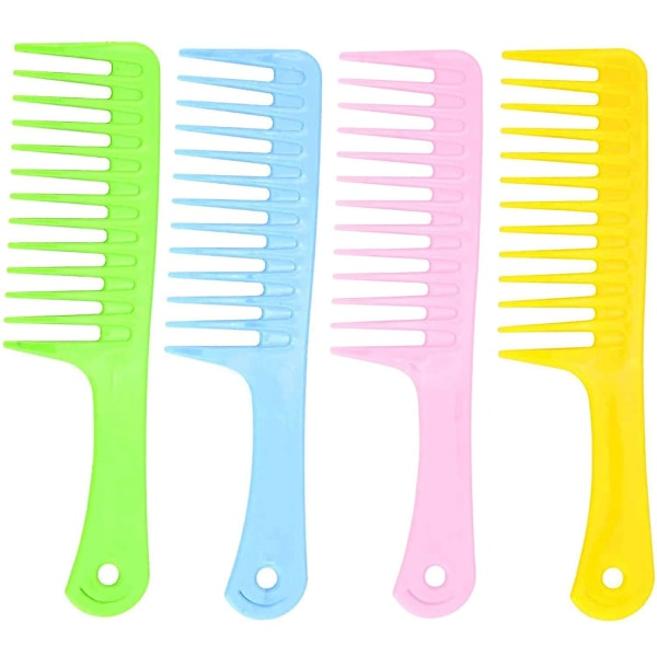 4 stk Hårkammer Bred tann for krøllete hår, stor vått hår filtrebørste for kvinner og jenter
