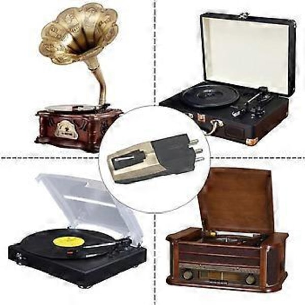 Platespillernål, 1 stk. Platespillerhus med 6 erstatnings diamantstyluspenner for Crosley, ION, for LP, Phono