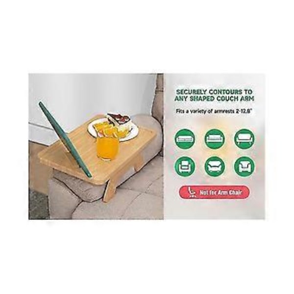 Bambus Sofabakke Bord Klips På Sidebord Til Brede Sofa Armlæn, Foldbar Sofabakke Med 360 Graders Rotation