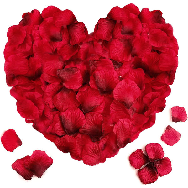 4000 stycken konstgjorda rosenblad, konstgjorda sidenröda rosenblad för bröllop