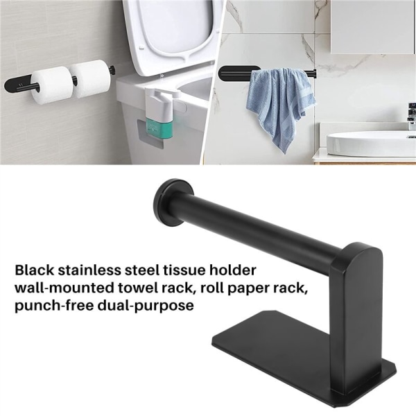 Selvklæbende toiletpapirholder Køkken Badeværelses selvklæbende rulleholder Ingen borehul til badeværelse Stick on Wall Børstet rustfrit stål