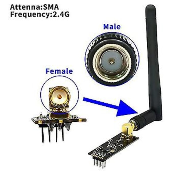 4 stk. Nrf24l01+pa+lna Trådløst Modul Med Antenne 1100 Meter Lang Distance Med Nrf24l01 Trådløs
