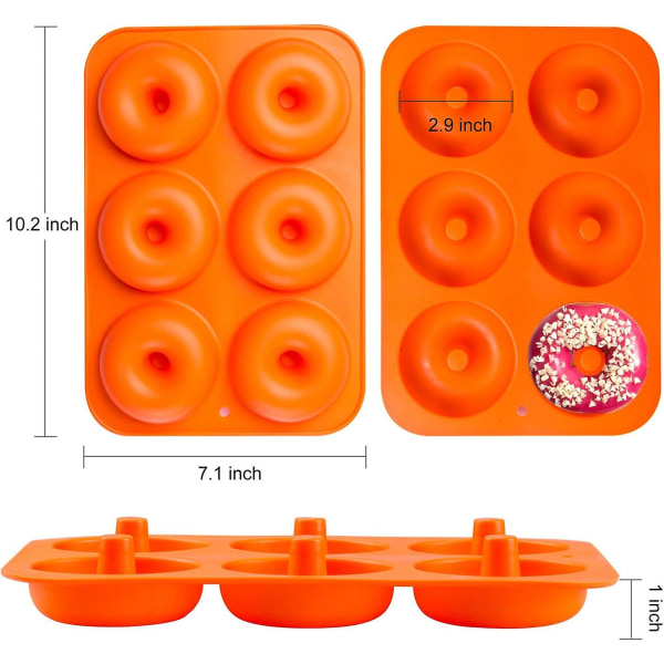 3-pakkaus silikoni-donitsileivinpannu, 100 % tarttumatonta silikonia. Bpa vapaa mold . Tekee täydellisiä 3 tuuman munkkeja. Alustan mitat 10 x 7 tuumaa