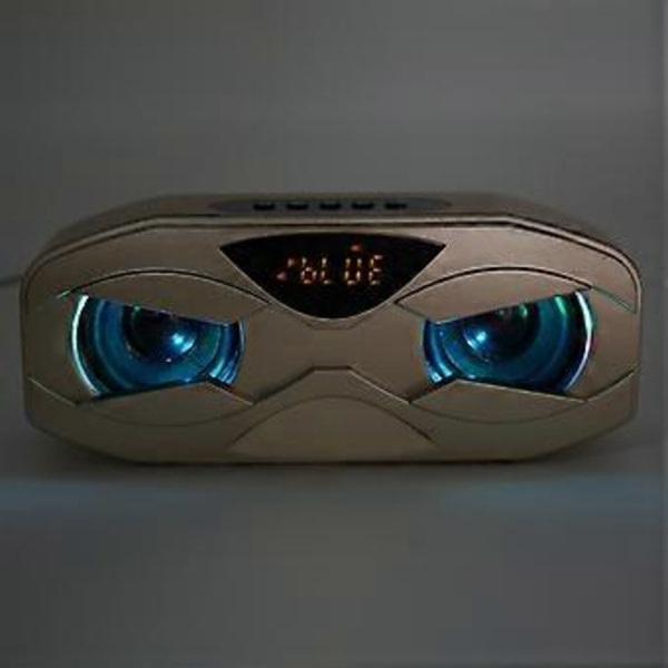 Guld Robot Högtalare: Liten Design med LED-Ljus och Inbyggd Mikrofon