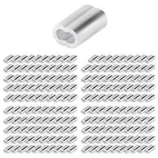 200 st 1/16 tums kabelhylsa set aluminiumlegering pressningsögla för vajer