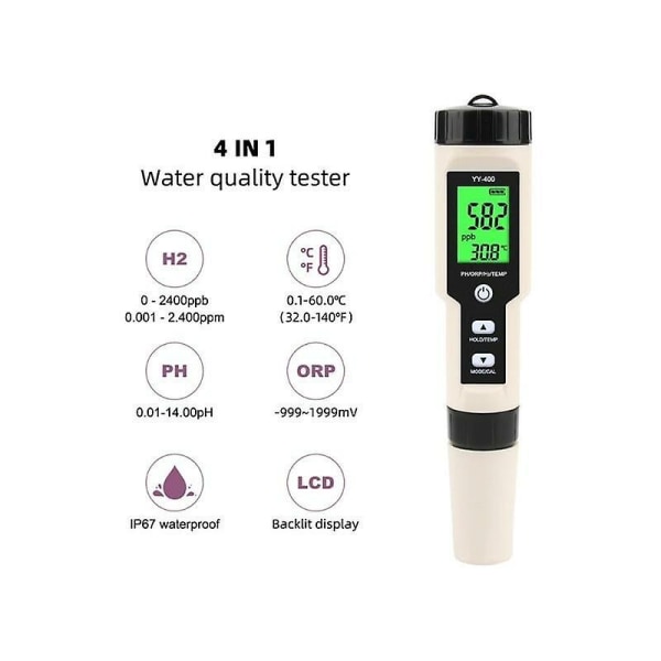 Nyaste yy-400 4 i 1 ph/orp/h2&tem mätare digital dydrogen jonkoncentrationstest 964e 7hh1501966-a