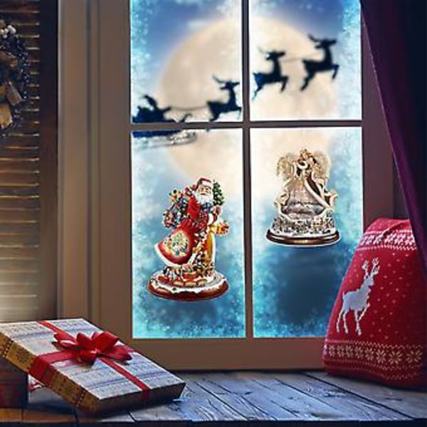 Joulu Santa Ikkunatarrat PVC Enkeli Hyvää Joulua Juhlat Seinätarrat