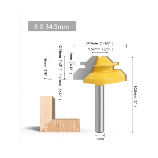 8mm varren 45 asteen upotusjyrsin kulma- ja ura lukitusliitokseen Jyrsinterä 35mm halkaisija Puuntyöstö Upotusjyrsin Puuntyöstöön Puuntyöstötyökalut