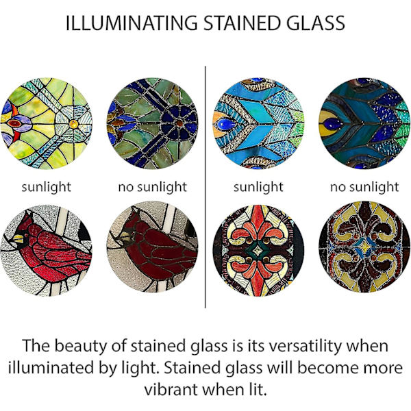10 tommer højt farvet glas solfanger vindue panel blåt gult rødt