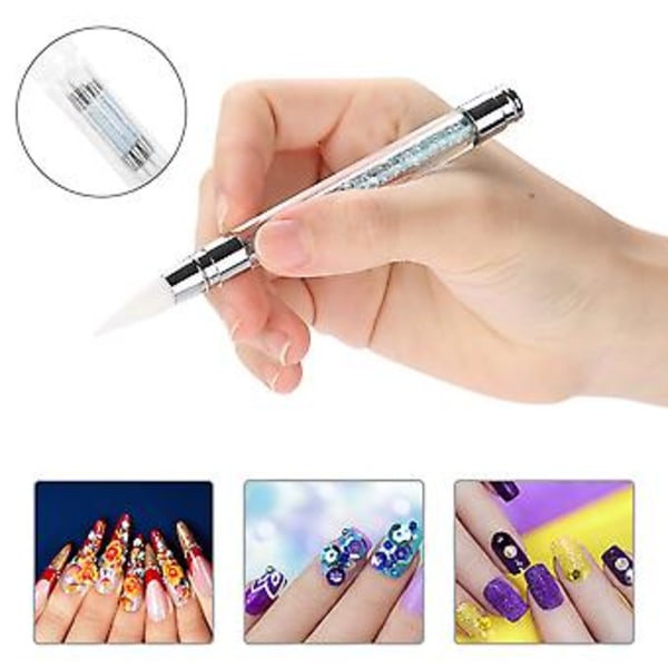 3 st Professionella Dubbla Huvuden Silikon UV Gel Nagelkonst Målning Skulptur Penna Verktygsset