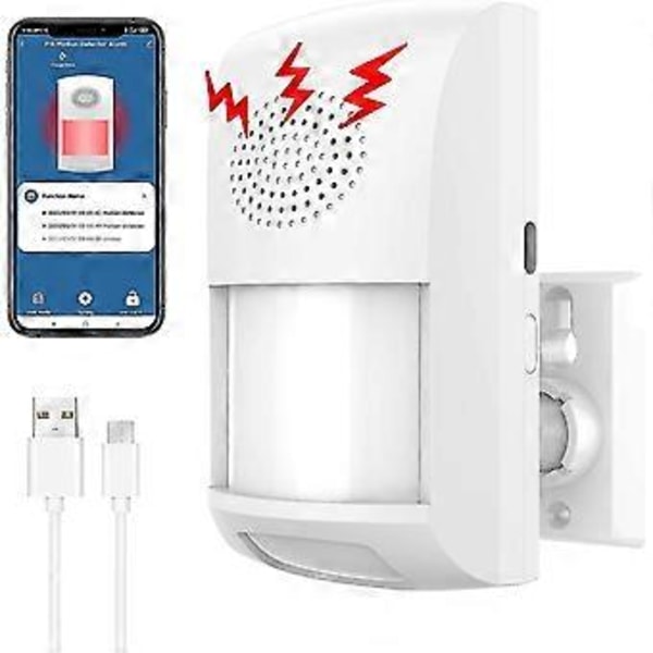 Uppgraderad Smart Wifi Rörelsesensor Detektor Alarm Inomhus Med Siren, Telefonapp, USB-ström, Varningsinspelning, Schemalagda Arbetstider - Infraröd Rörelse S