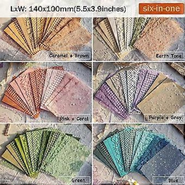 96 ark Texturerat Scrapbook-papper & Mesh-tyg Blandat Set, 6-pack Blandat Specialpapper för Scrapbooking Planner
