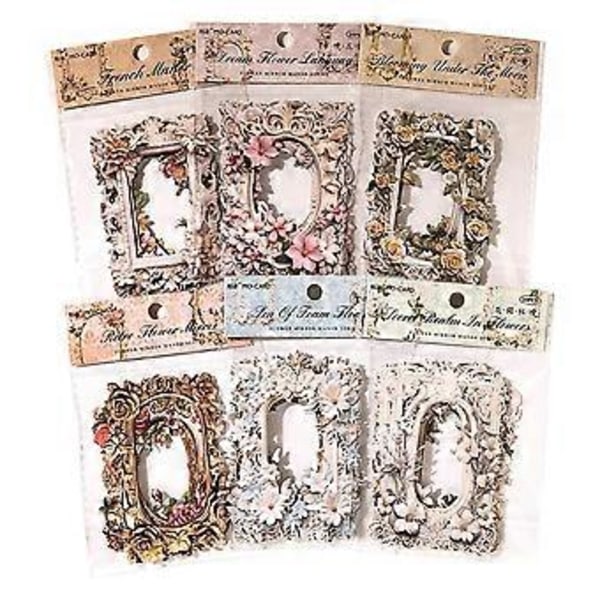 60 ark Retro Bakgrund Dekorativt Papper Scrapbook Papper, Relief Blomma Spetsram Vintage Papper Präglad Blommig Ram