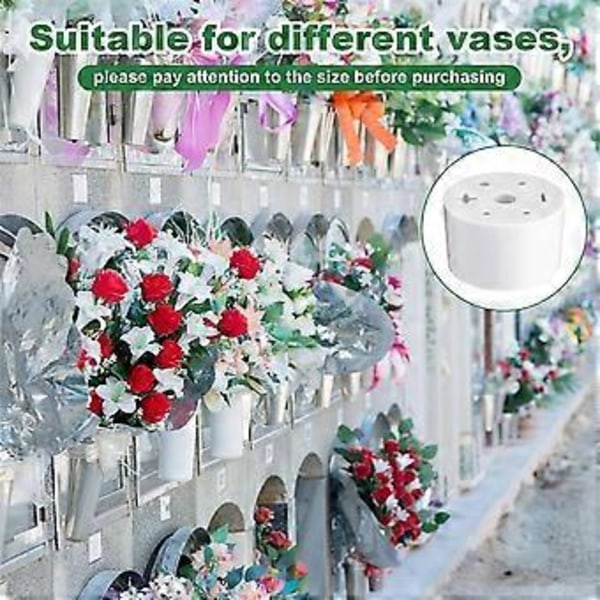 6 stk. Kirkegård Grav Vase Indsatser Plastik Kirkegård Blomsterholder Beslag med 7 Huller Cylindrisk Genanvendelig Kirkegård