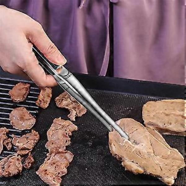 304 Rostfritt Stål Biffklämma Köksredskap Pannkaksgrill Spatelklämma Grilltång Stekt Fisklämma Svart