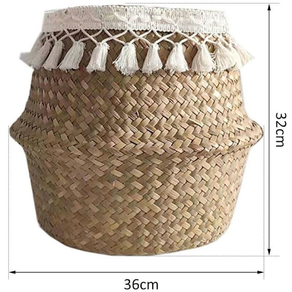 Natural Woven Straw Basket, Foldable Storage Basket, Straw Basket for Plants