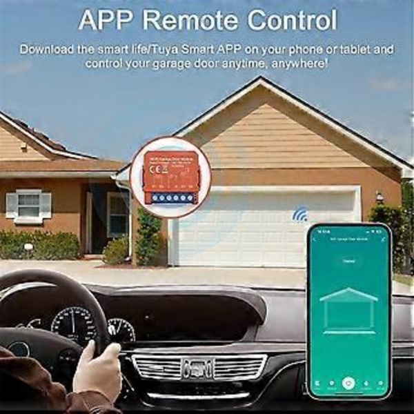 Tuya WiFi Garageportåbner Switch Fjernbetjening Trådløs Smart Garageport Timer Åbner Modul
