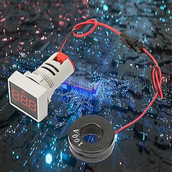 LED Indikatorlys Mini Digitalt Strømmeter LED Display Amperemeter Firkantet Signallampe (Rød)