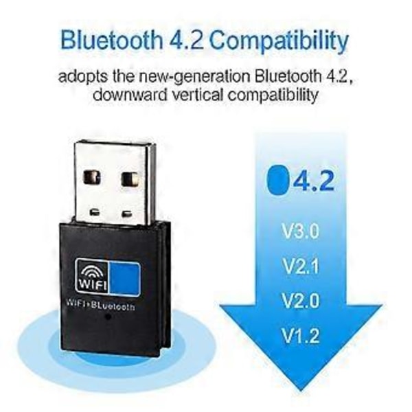 Usb Wifi Bluetooth Adapter, Bluetooth 4.2 150mbps Wifi Dongle Nettverkskort, Wifi Bluetooth Mottaker