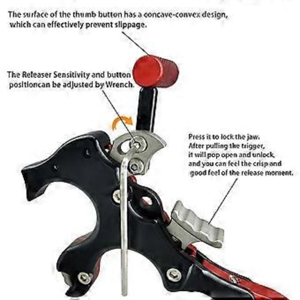 Compound Bow Aid Releaser Tommelutløser Hjelpemidler Compound Bow Release Aid for Bueskyting 3 eller 4 Finger Håndholdt Grip