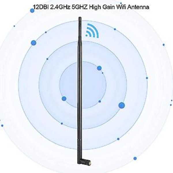 12dbi Wifi Antenn, 2.4g/5g Dualband Högförstärknings Wifi Antenn Lång Räckvidd Med Rpsma Kontakt För Wi