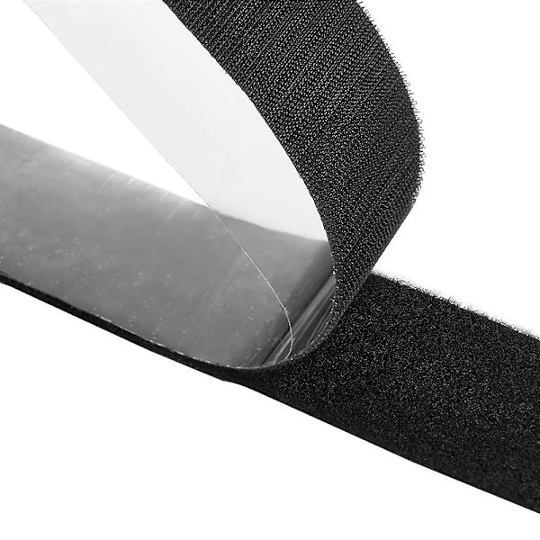 20 mm:n itseliimautuva musta tarranauha - 5 jaardia, raskaan sarjan nauhat/teollisen lujuuden omaava tarrakiinnitys