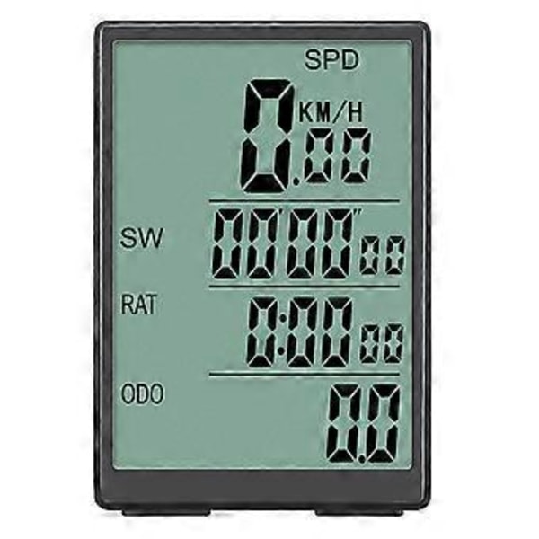 Trådløs cykelcomputer vandtæt speedometer med grøn LCD-baggrundsbelysning