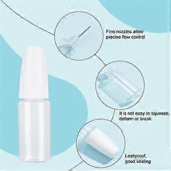 20 stk. præcisionsspids applikatorflasker, 10 ml/0,34 oz doseringsnålflaske PET tom limflaske med stålnål