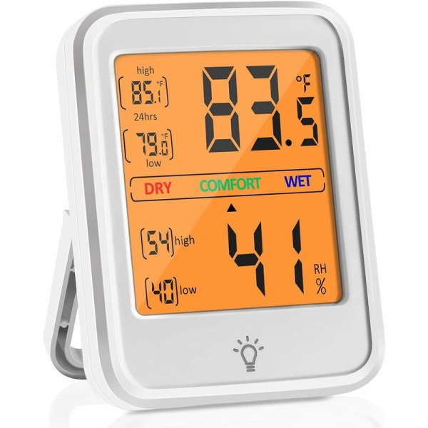 Termometer inomhus hygrometer, bärbar elektronisk digital inomhus termometer med hög precision, ℃ / ℉ växlingsbar taktil bakgrundsbelysning, max / min