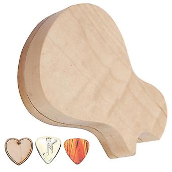 Gitarrplektrum Box Lönn Massivt Trä 3 Plektrum Gitarrist Presenter Musikinstrument Tillbehör