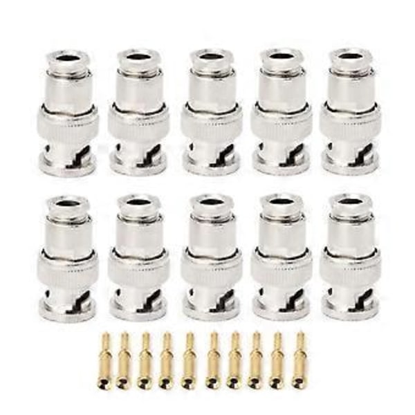 10 st RG58 BNC Hankontakt för CCTV Säkerhet Koax Koppling Video BNC Kontakt