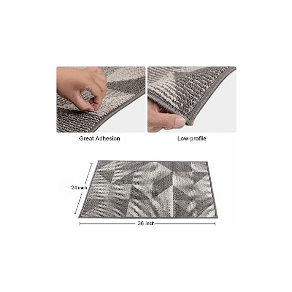 Halkskyddad inomhusdörrmatta 60x90 cm Mjuk dörrmatta Maskintvättbar Absorberande och hållbar Grå Utomhusdörrmatta för entré, trappor, hall, Ya