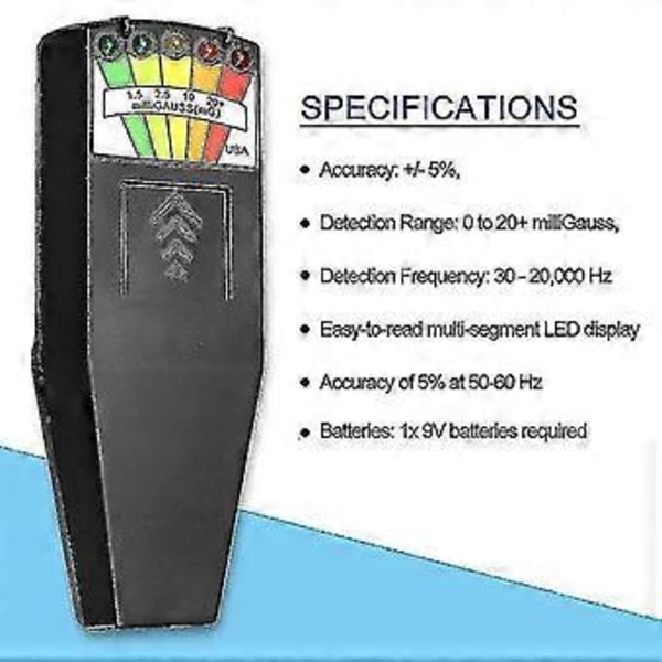 EMF Meter Magnetisk Feltdetektor Med 9V Batterier Spøgelsesjagt Paranormalt Udstyr--