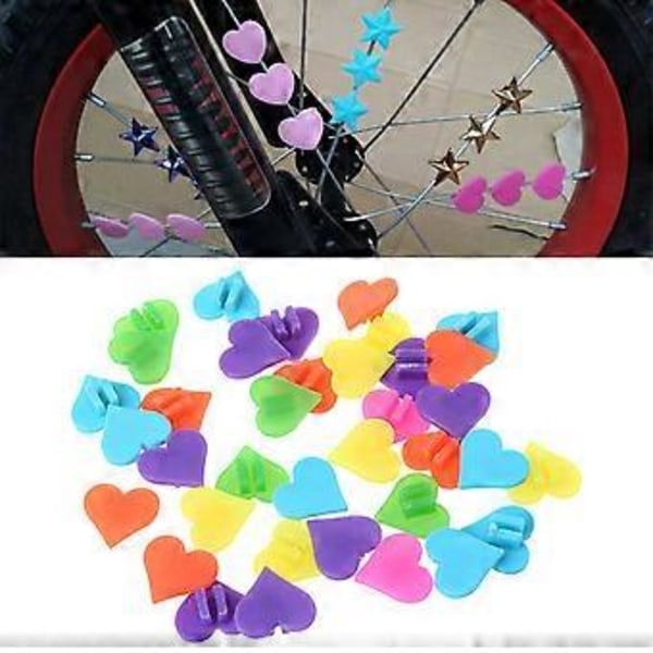 1 Påse Cykel Ekrar Pärlor Dekoration Färgglada Hjärta Form Barn Cykel Hjul Clip