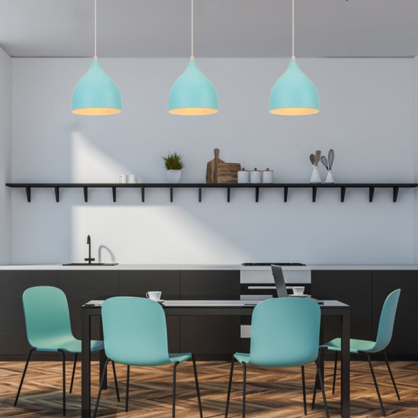 Modern hängande taklampa inomhus metall taklampa justerbar ljuskrona för kök loft restaurang blå