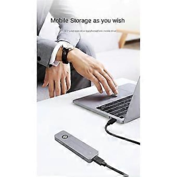 M.2 NVMe SATA SSD Kabinett 10Gbps M.2 til USB Type C Ekstern Adapter Fingeravtrykk Kryptering M.2 SSD Kabinett