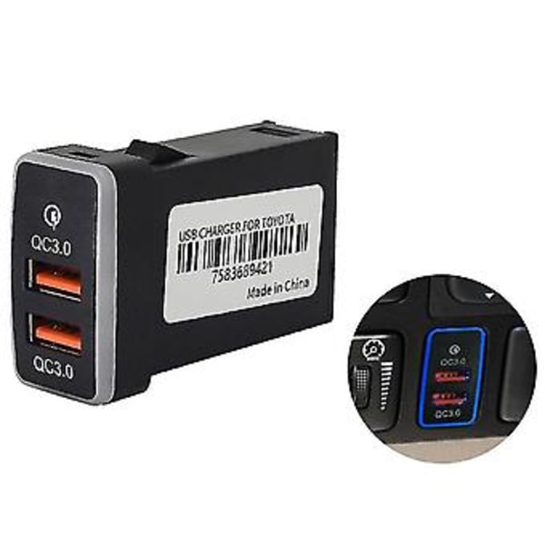 Billaddare Dubbel Usb 3.0 Snabbladdare 12-24v Billaddare Med Led-Stämningsbelysning Lämplig För